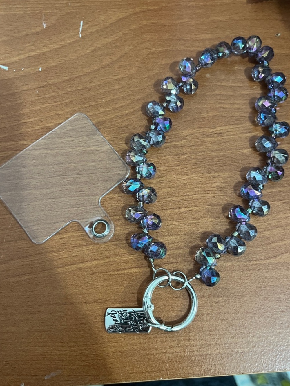 Iridescent Faceted Bead Phone/ Keychain Bracelet